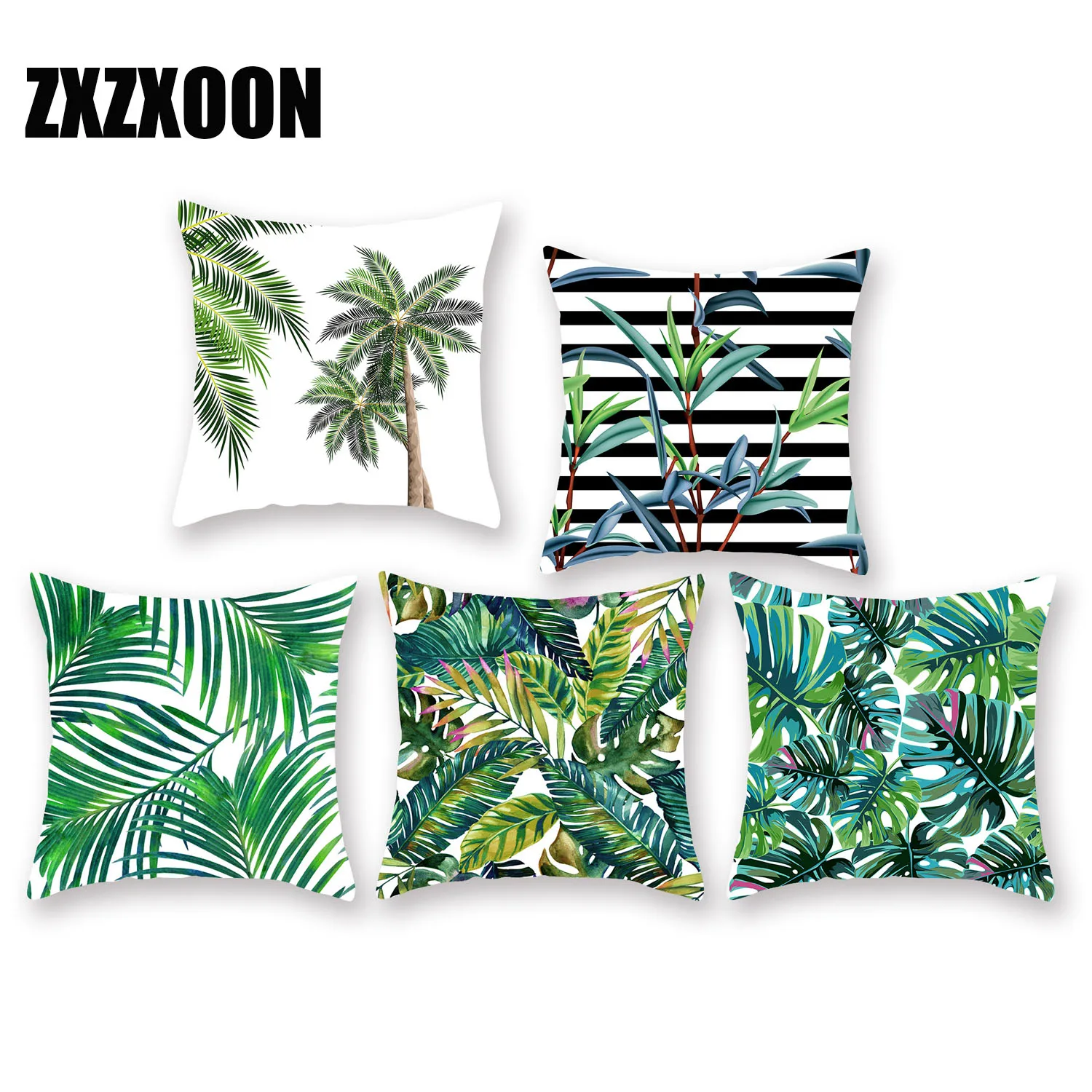 

Из серии "сделай сам" полиэфирная Подушка Чехол с тропическим узором из цветов и зеленых листьев Печатный чехол для подушки Cojines Decorativos Para ди...