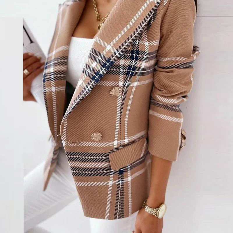 Осень-зима 2021 Женский костюм с отложным воротником на пуговицах элегантный