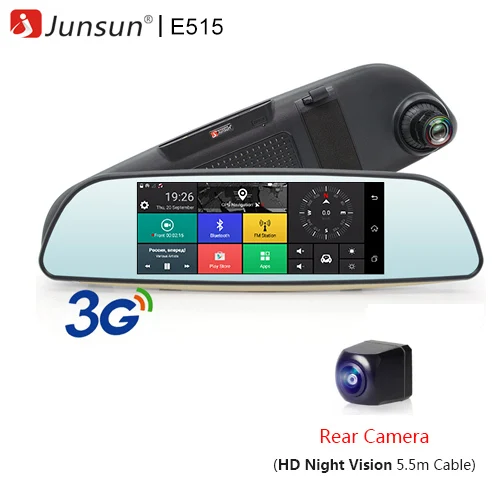 Junsun 6." Автомобильные видеорегистраторы 3g Зеркало заднего вида с видеорегистратором и камера двойной для записи объективов Full HD 1080P рекордеры Android 5.0 GPS-навигатор с видеорегистратopom - Название цвета: E515