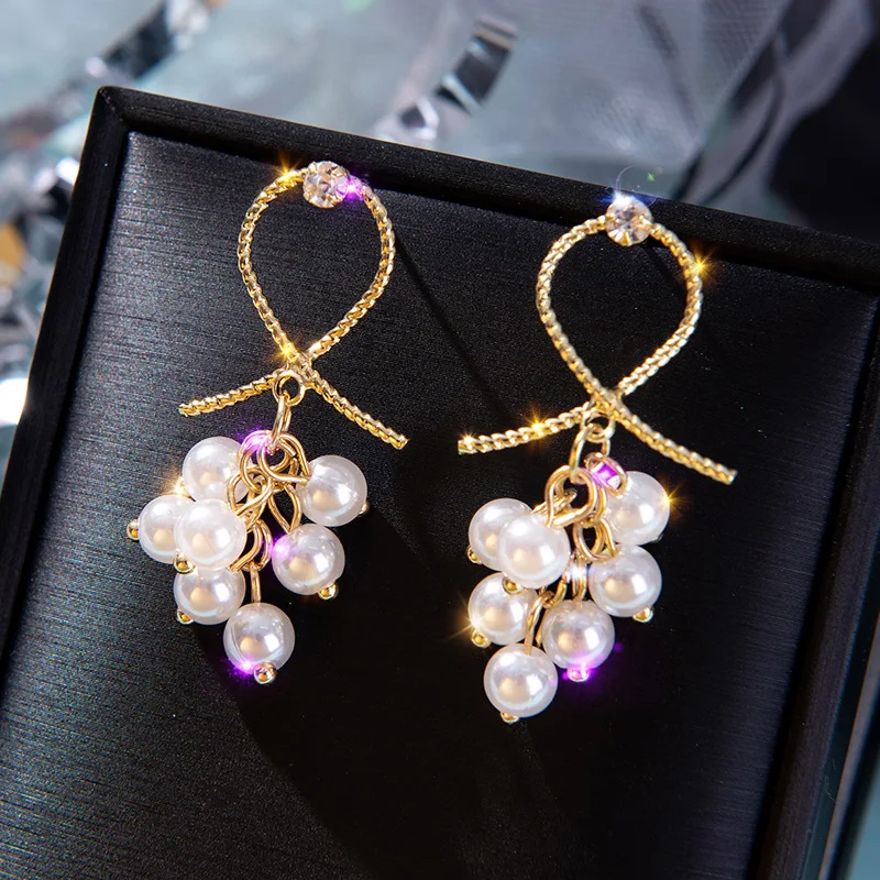 Женские корейские трендовые серьги подвески с искусственным жемчугом милые