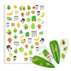 Новинка 2022 года, 3D стикеры для ногтей, Мультяшные персонажи, фрукты, ананас, авокадо, банан, наклейки для ногтей, фольга, клейкие переводки, украшения для дизайна ногтей