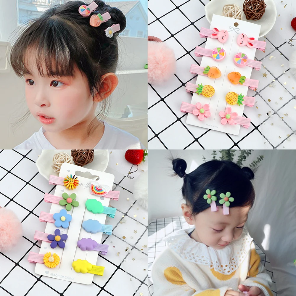 Cloud Hairpin Colorful Lollipop Cartoon Animals Barrettes Kids Safe Headwear