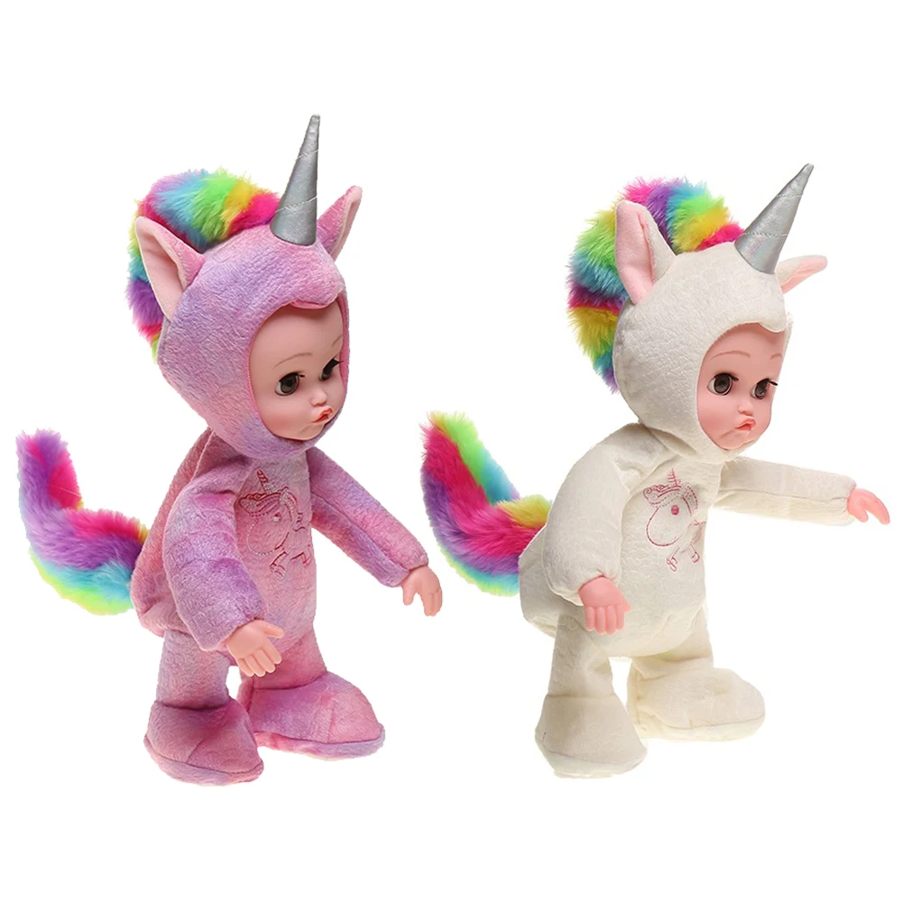 35 см плюшевые детские куклы в виде единорога электрическая ходьба плюшевая кукла