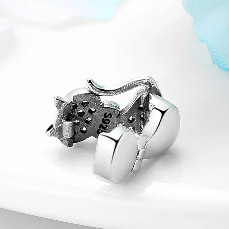 Женский браслет из серебра 925 пробы с зажимом в виде кошки | Украшения и