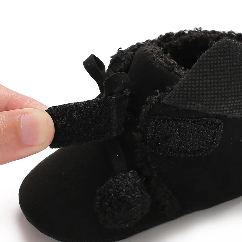 

baby Booties autumn winter Toddler first walkers warm Infant Soft bottom shoes lovely Fur Ball Black Pink Grey SHL063