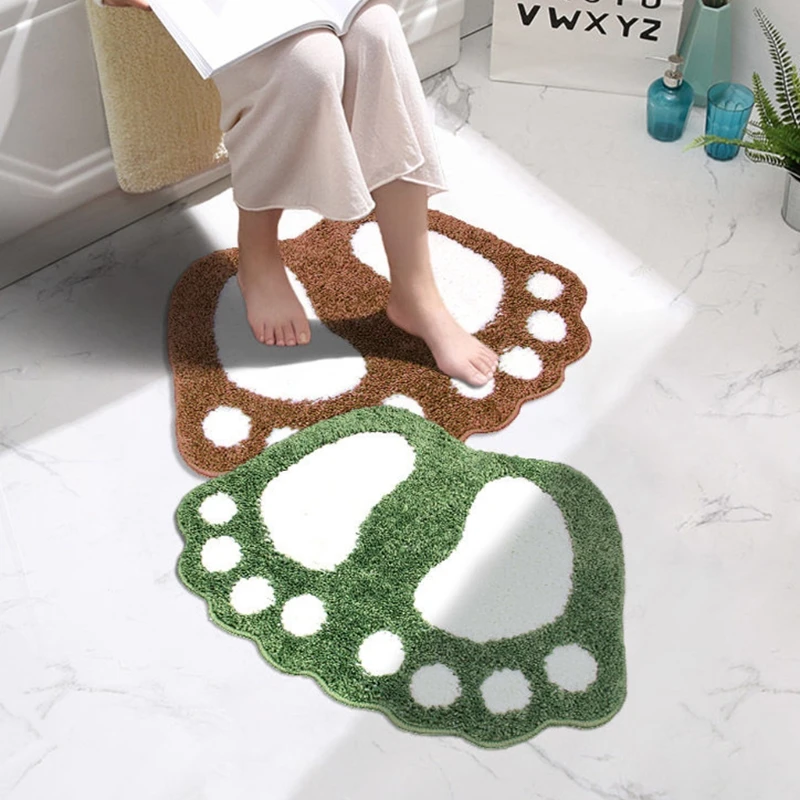 

40x60cm Cute Cartoon Big Feet Bath Toilet Mat Non-Slip Footprint Bathroom Area Rug Absorbent Kitchen Floor Carpet Doormat Home