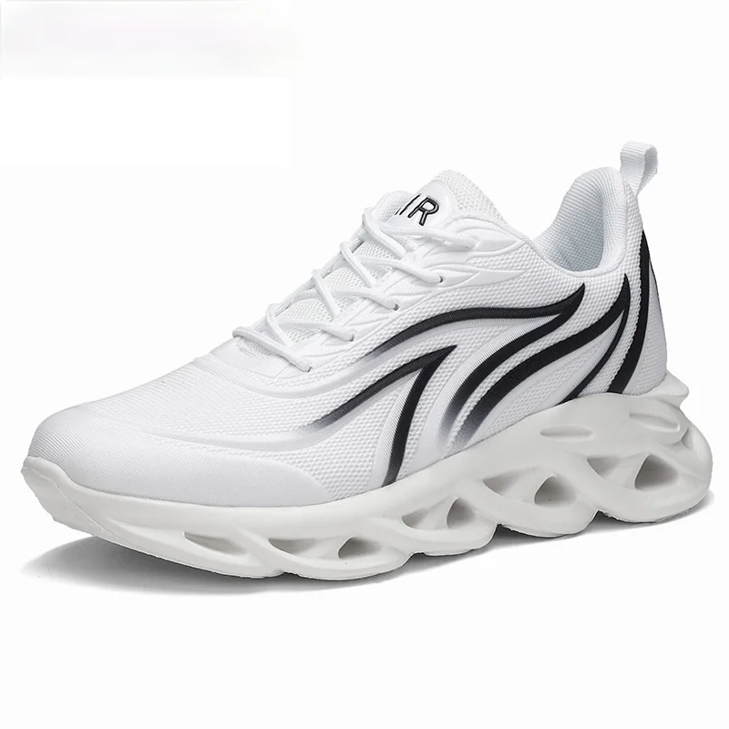 Men's Flame Printed Sneakers Flying Weave Sports Shoes Comfortable Running Shoes Outdoor Men Athletic Shoes