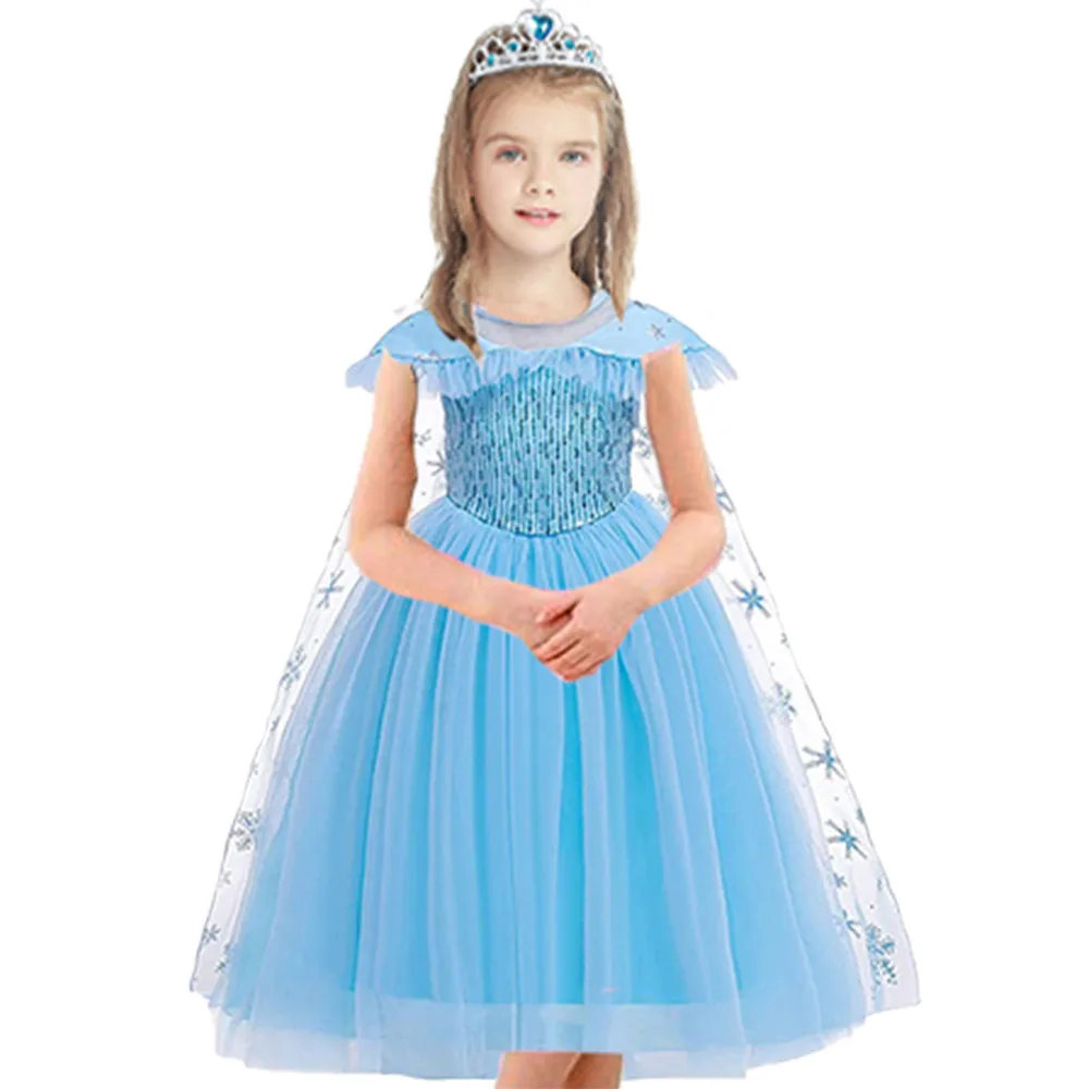 Платья Эльзы для девочек Костюм Анны Детское платье принцессы косплея Платье