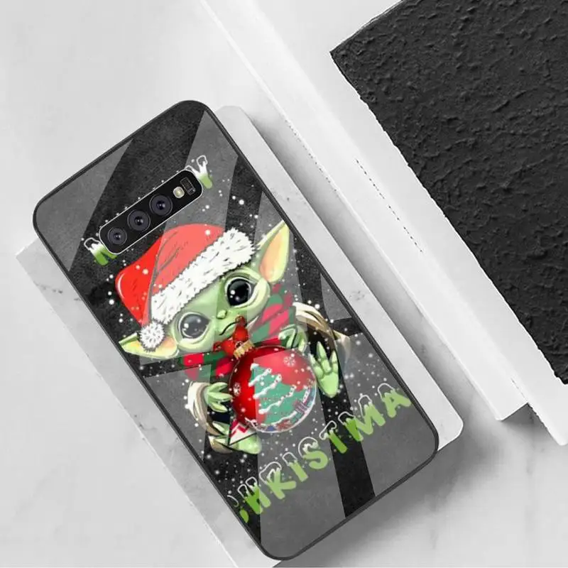 

LJHYDFCNB Christmas Baby Yuda Phone Case Tempered Glass For Samsung Note8 9 10 10pro 10plus 20 20ultra S8 S9 10 20 Plus