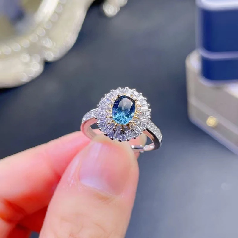 

MeiBaPJ модное кольцо с натуральным голубым топазом для женщин, Настоящее серебро 925 пробы, изящные свадебные украшения