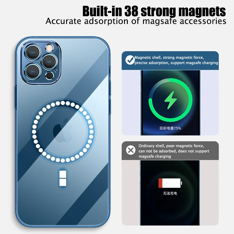 2022 new original official magnetic wireless charging plating phone case for iphone 13 12 11 pro max mini back cover accessories free global shipping