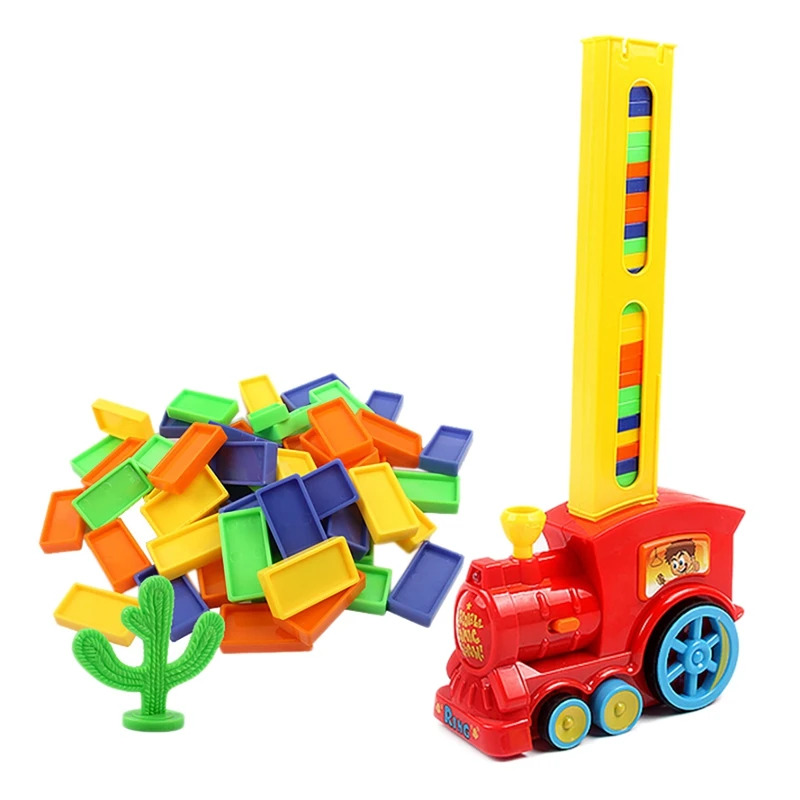 

Automatic Laying Kids Domino Train Car Set Sound Domino Colorful Game Educational DIY Toy Gift