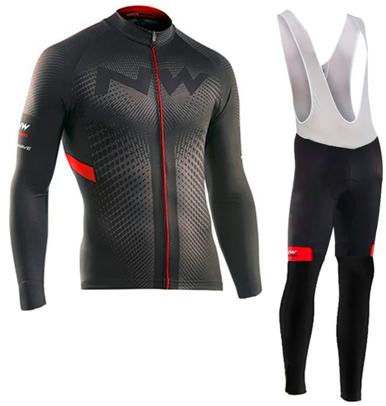 Long sleeve suit NW дышащая одежда для велосипеда комплект Northwave с длинным рукавом летнее джерси мужской костюм Открытый спортивный велосипед MTB Одежда paded - Цвет: Long sleeve suit