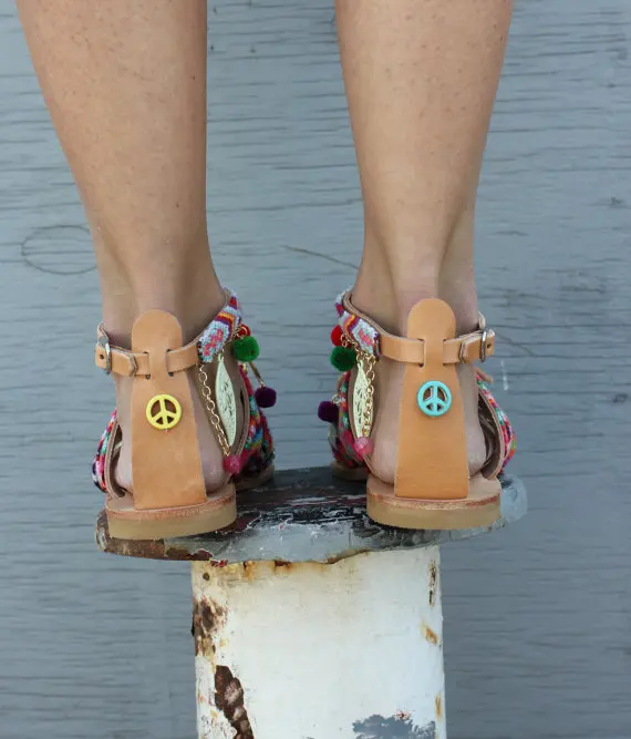 Босоножки женские в богемном стиле повседневные этнические пляжные туфли на