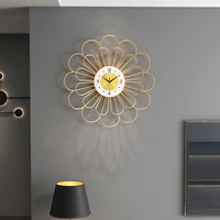 europe gold flower metal wall clock watch home decor living room decoration accessories 3mural sticker iron ornament mechanism