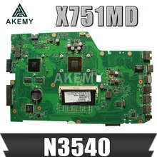 For ASUS X751MD rev2.0 Mainboard X751M K751M R752M X751MJ R752MD Motherboard  w/ GT 820M GPU N3520 N3530 N3540 + 8GB RAM