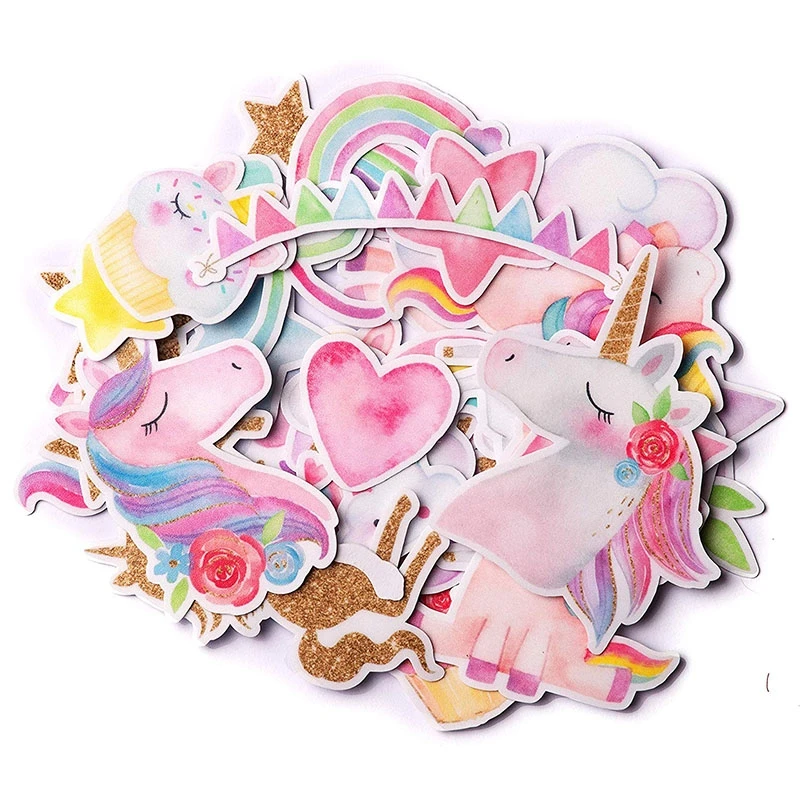 34 Pcs Magical Rainbow Unicorn Stickers Cute Sticker Pack for Party Favors and Scrapbooking Princess Stickers for Girls