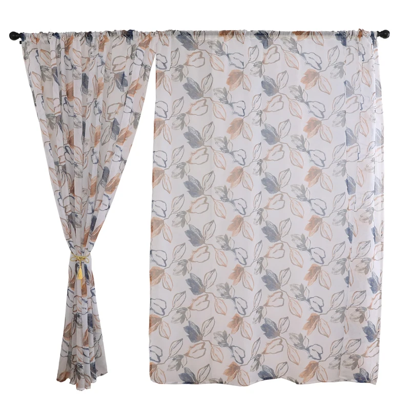 ICECUR готовые на заказ с чернильными листьями вуаль отвесный тюль занавеска s для