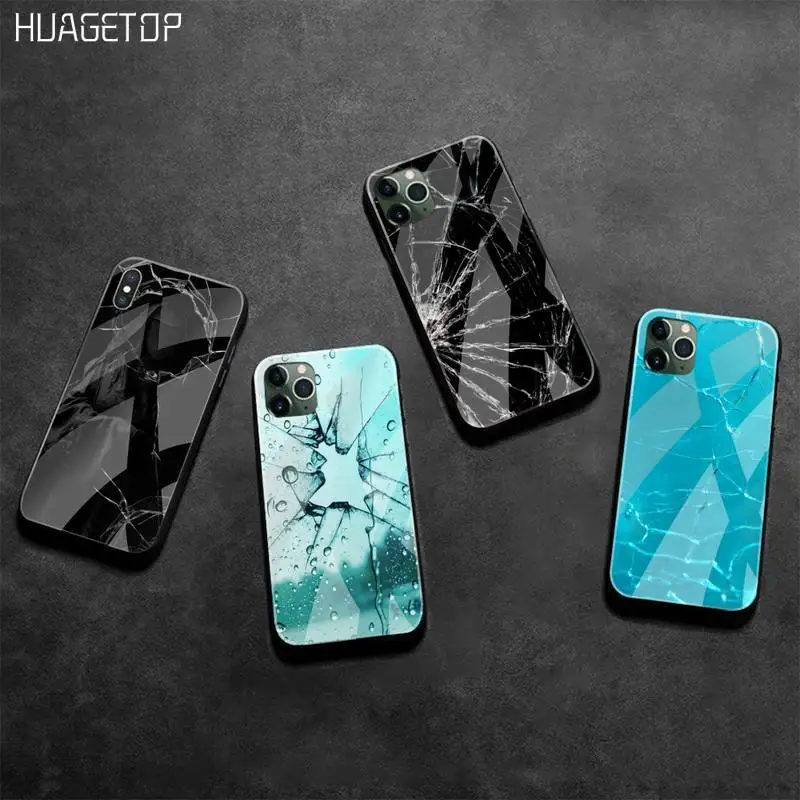 HUAGETOP разбитое стекло чехол для телефона клиента закаленное iPhone 11 Pro XR XS MAX 8X7 6S 6 plus