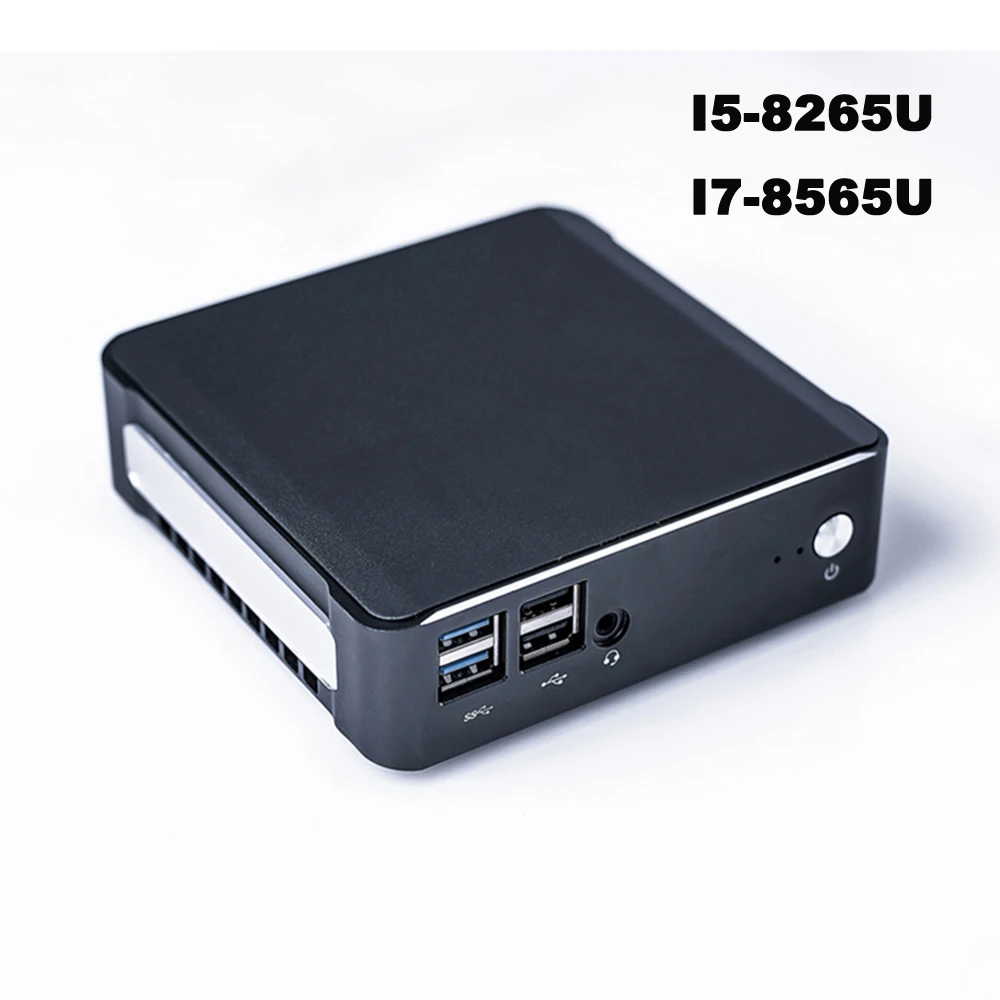Мини-ПК промышленный без вентилятора Windows 10 Intel 8th I7 8565U i5 i3 4x USB 3 0 M.2 SSD настольный