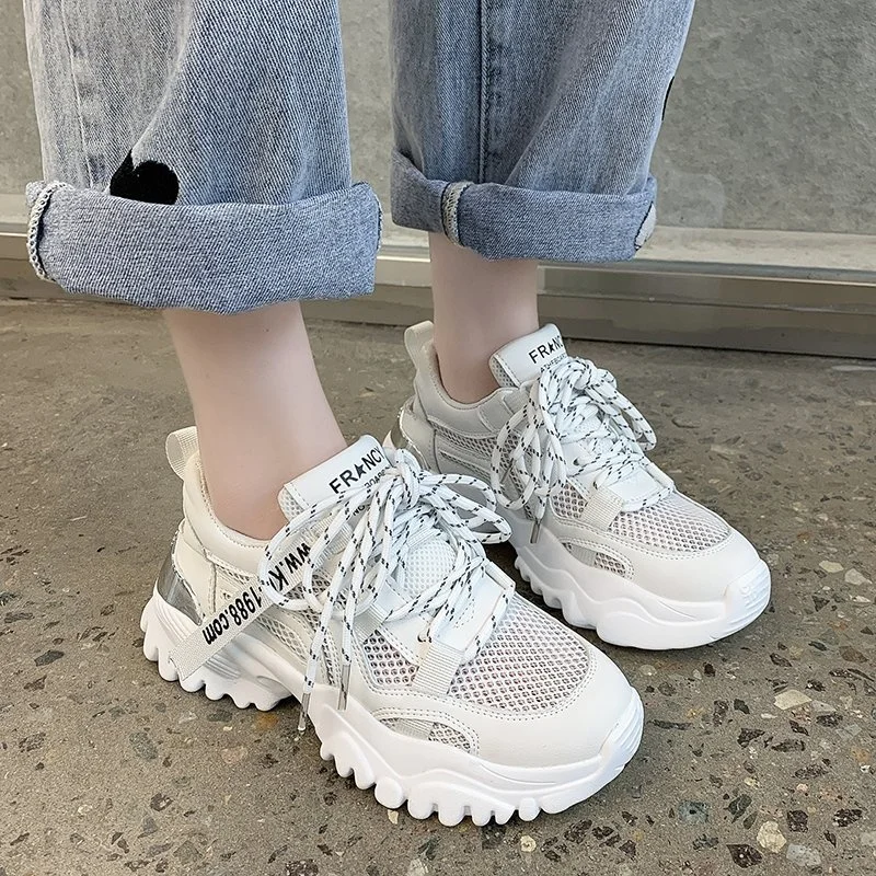 

New Sneakers Woman Casual Platform Shoes 2021 Fashion Breathable Mesh Sport Ladies Trainers Chunky Sneakers Woman Basket Femme