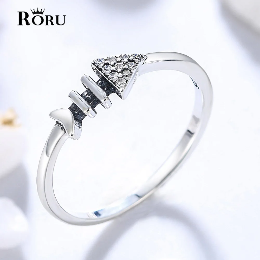 

S925 Sterling Silver Rings Fish Bones Minimalist Designer Zircon Stone jewelry for women 2021 Gifts for Women Girl Friend Mother