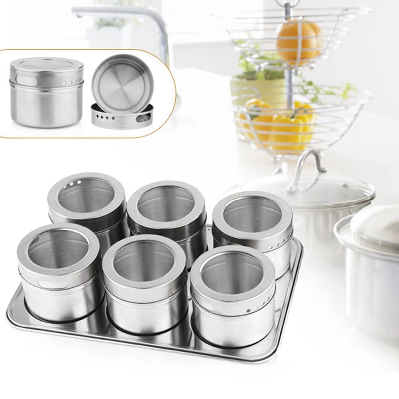 Top 6Pcs/набор нержавеющая сталь приправа коробка набор приправ бутылка для специй и