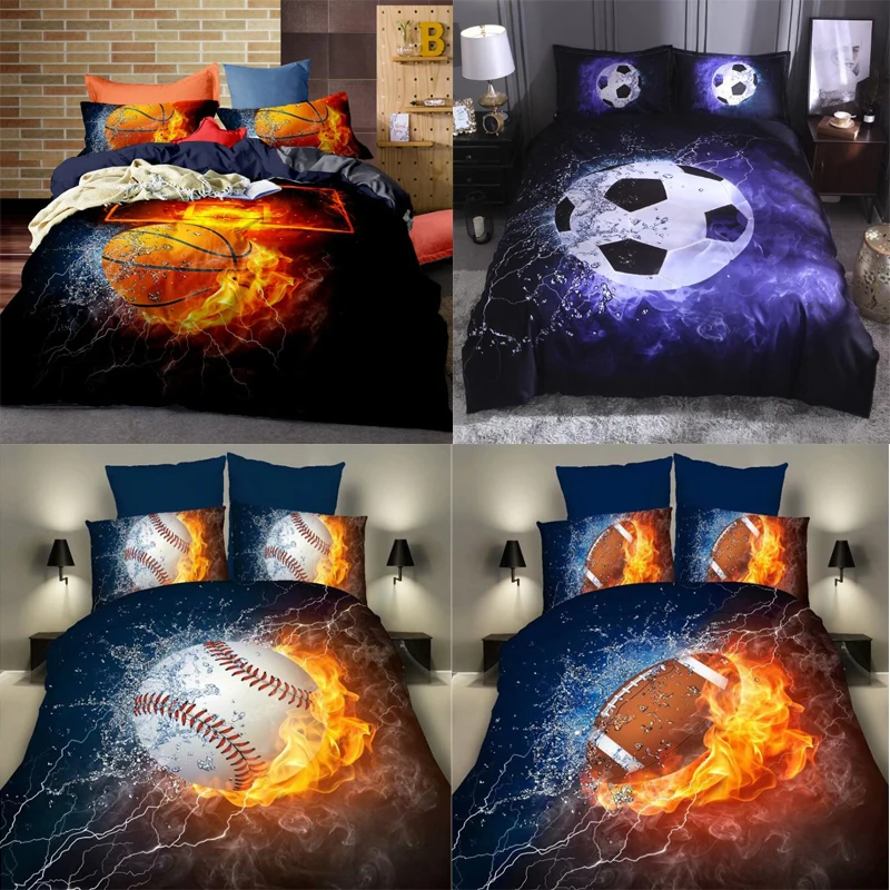 

Basketball Football 3D Printed Duvet Cover Set Polyester Duvet Cover Quilt Cover Pillowcases Without Sheet Without Filler