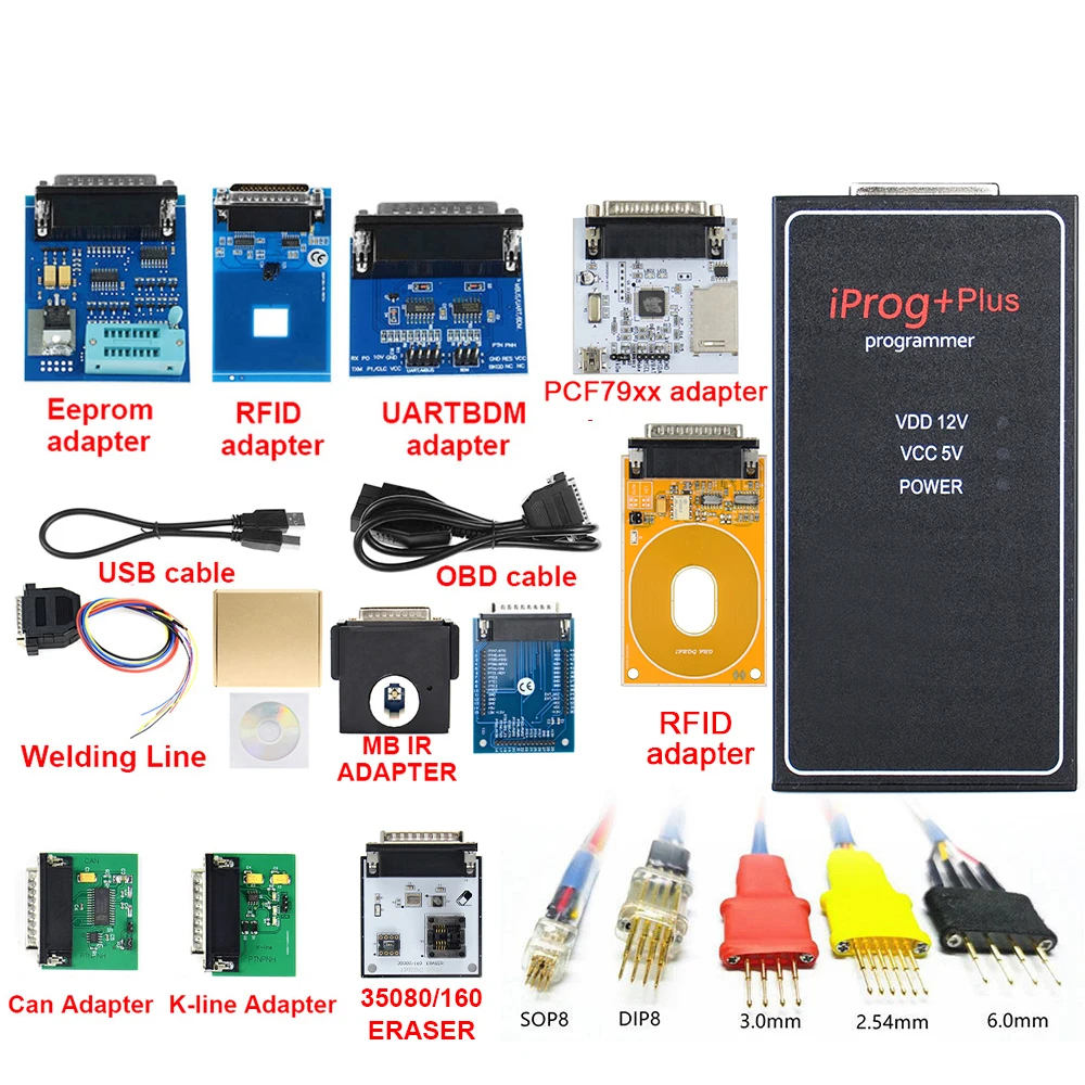 

2021 IPROG+ Plus Programmer Diagnosis ECU Key Programmer V85 Support IMMO Correction Airbag Reset with Adapters