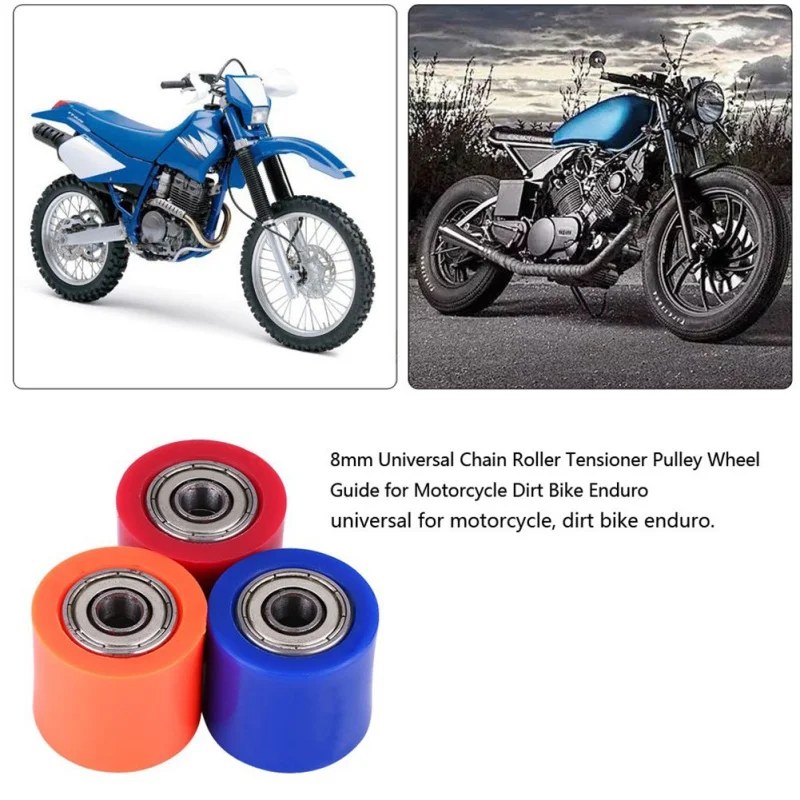 

2021 New Roller Tensioner Pulley 8mm Chain Roller Tensioner Pulley Wheel Guide For Motorcycle Chain Elastic Wheel