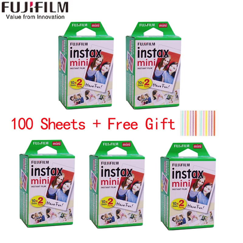 100 Sheets 10-200 листов Fujifilm instax mini 9 фильм белый край 3 дюймов широкий пленка для Фотоаппарат моментальной печати mini 8 7s 25 50s 90 фото бумага - Цвет: 100 Sheets