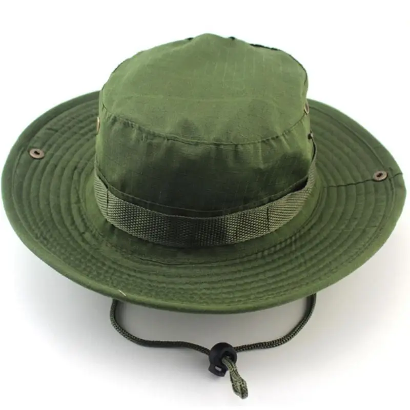 

Camo Bucket Hat Military Wide Brim Sun Fisherman Cap Summer Men Women Boonie with String