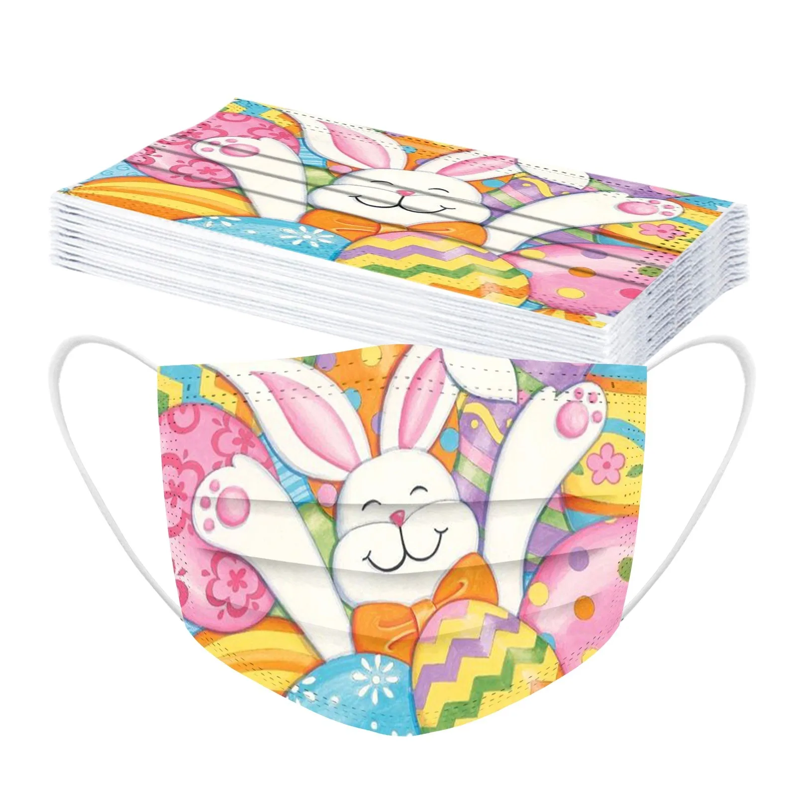 

10PCS Children's Happy Easter Cartoon Print Mascarillas Infantiles Desechables Protection 3 Layer Cartoon Disposable Face Mask