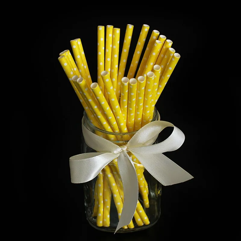 Многоразовые бумага соломинки бумажные трубочки для напитков с желтого цвета в