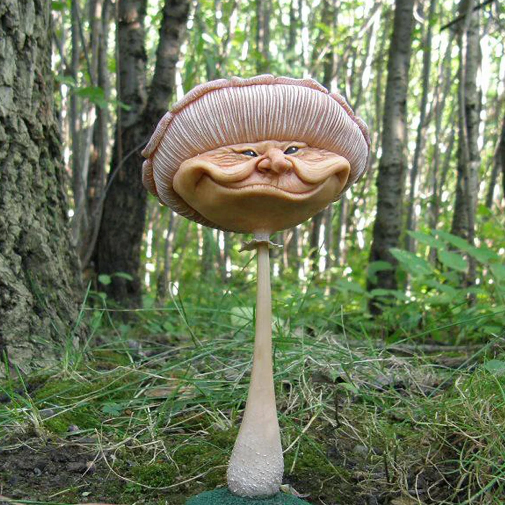 

Funny Resin Figurines Mushrooms Statue Resin Miniature With Old Women Face Garden Accessory Home Decoration Gardening Decor