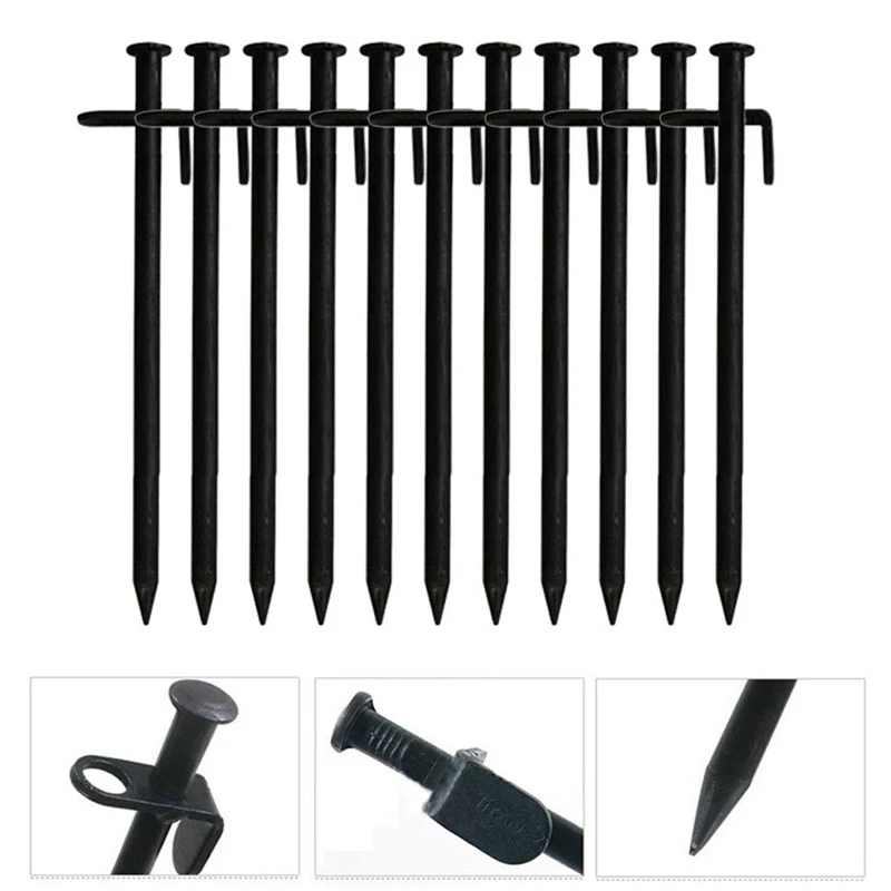 10 шт сверхмощный черный стальной металлический крепеж для тента ногтей кемпинга