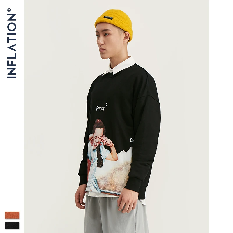 Свитшот мужской флисовый свободного кроя с принтом 9630 Вт | Мужская одежда