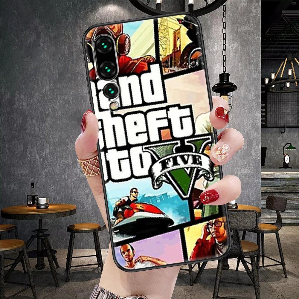 Чехол для телефона с игрой GTA GTA5 Huawei P Mate P10 P20 P30 P40 10 20 Smart Z Pro Lite черный