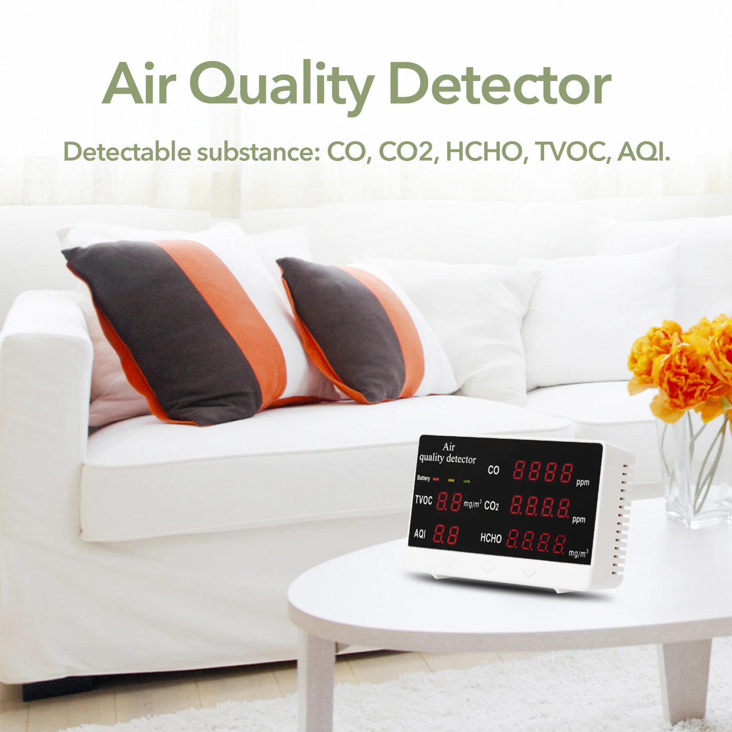 

Multifunctional Digital Display High Accuracy CO CO2 HCHO TVOC Detector Air Quality Analyzer Monitor