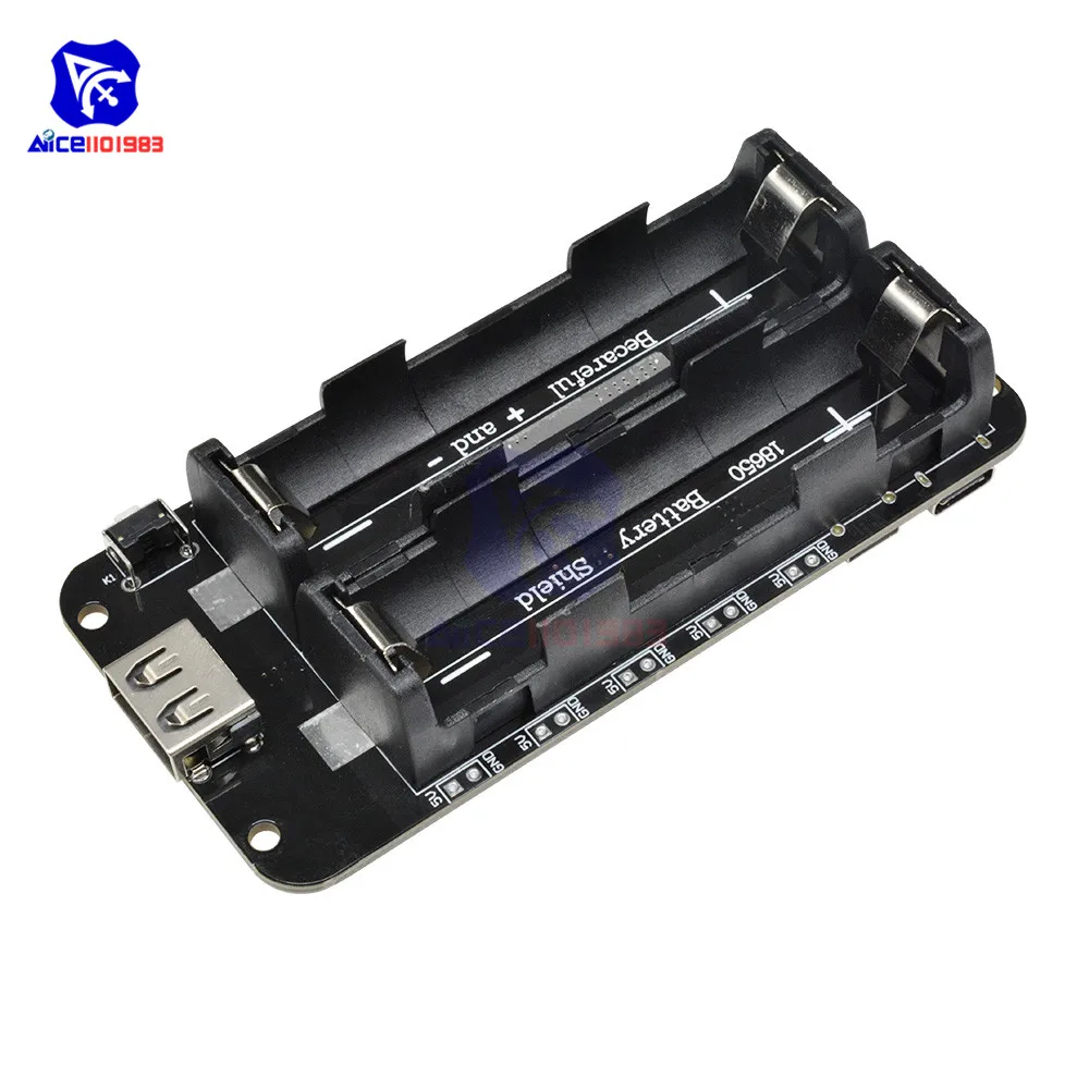 Diymore ESP8266 ESP32 2*18650 литиевая Защита аккумулятора V8 5V 2.2A Мощность банк Батарея зарядный Модуль микро Тип usb-C для Arduino