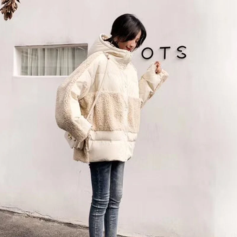 90% Женское пальто с белым утиным пухом 2019 Натуральная овечья шерсть женская