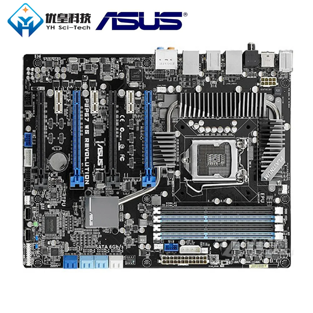 Оригинальная б/у настольная Материнская плата Intel P67 Asus P8P67 WS Revolution Socket LGA 1155 Core i7/Core i5/Core i3 DDR3 32G ATX