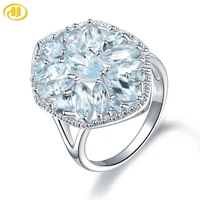 natural sky blue topaz solid silver ring for women 4 48 carats genuine topaz jewelry classic style birthday christmas gift