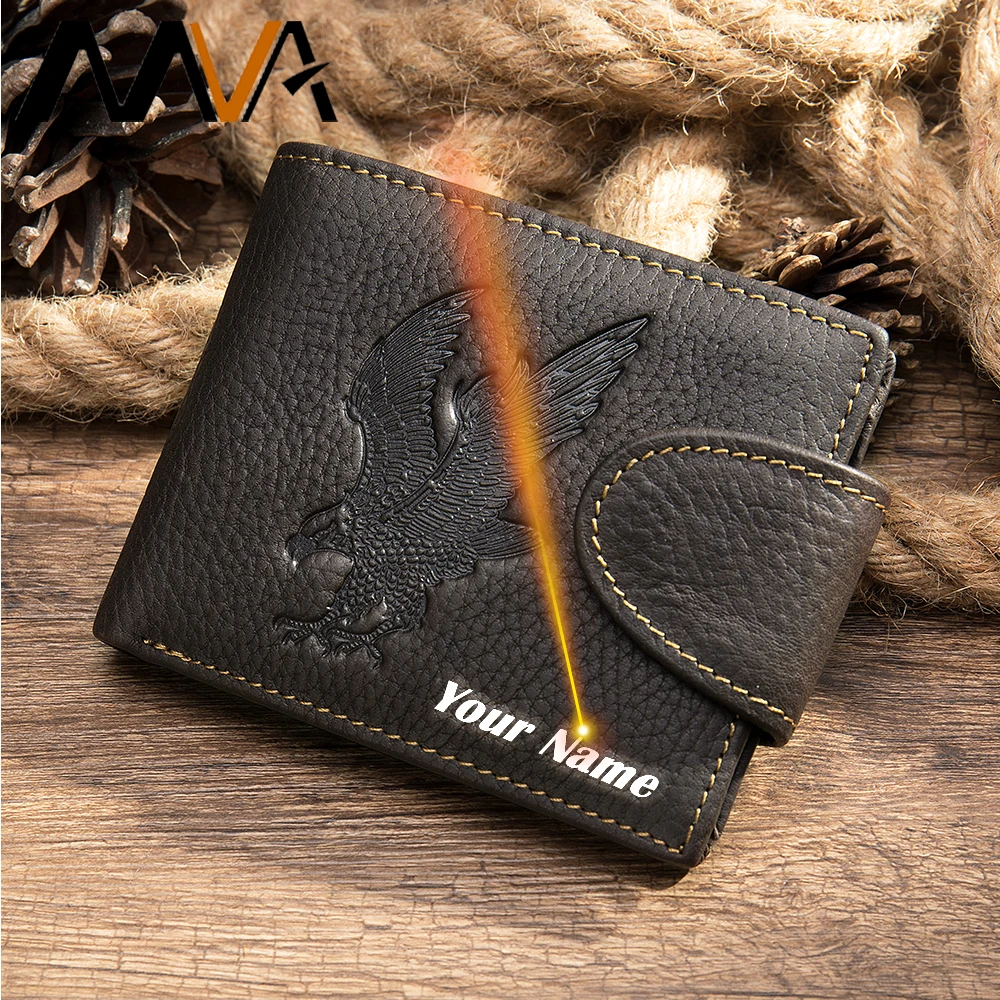 

MVA Engrave Wallets Mens Fashion Small Wallet Men Genuine Leather Card Wallet Men Vintage Male Cartera Pocket Money Bag 7288