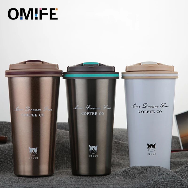 Omife 500 мл Термос кружка кофейная чашка с крышкой Термокружка нержавеющая сталь