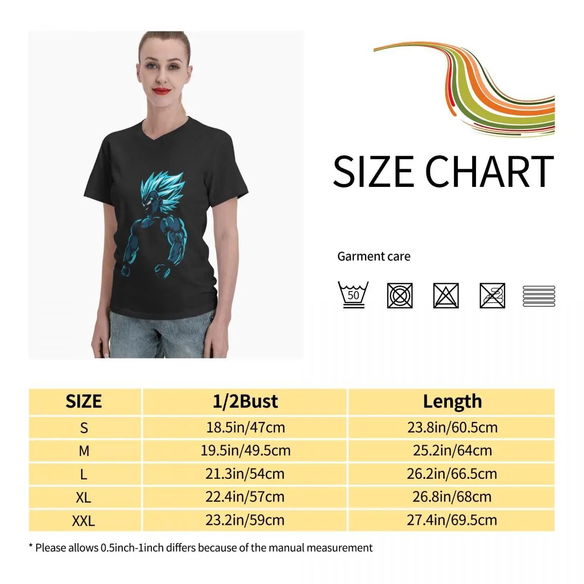 

Anime Fans Son Goku S women's tshirt durability V-neck T-shirt with short sleeves