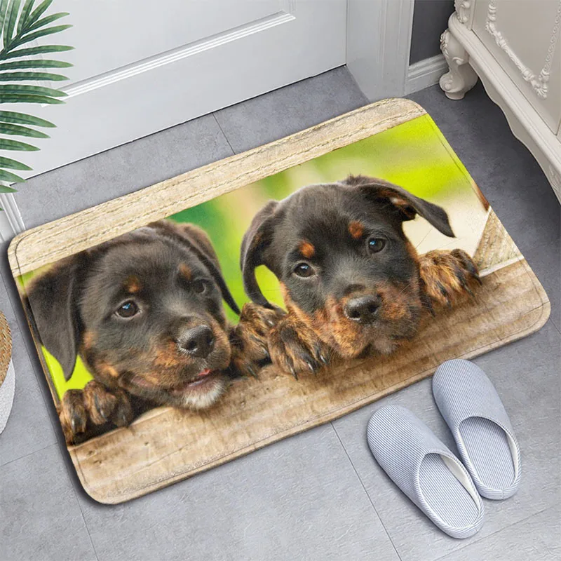 

Rottweiler Doormat Floor/Bath/Kitchen/Beach Mat Flannel Sponge Fabric 3D Printed Shaggy Custom Decoration For Bedroom