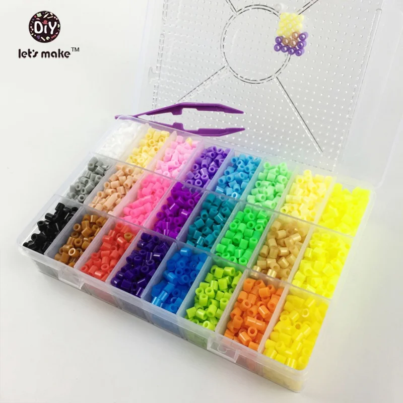 Давайте сделаем Хама бусины 5000 Perler бусины 5 мм 24 разные цвета коробка набор Дети Diy игрушки предохранитель бисер размер в размер Pegboard листы гладильная бумага