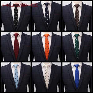 Мужской вязаный галстук HUISHI, облегающий узкий галстук в горошек, дизайнерский галстук с якорем в виде животного, подарок
