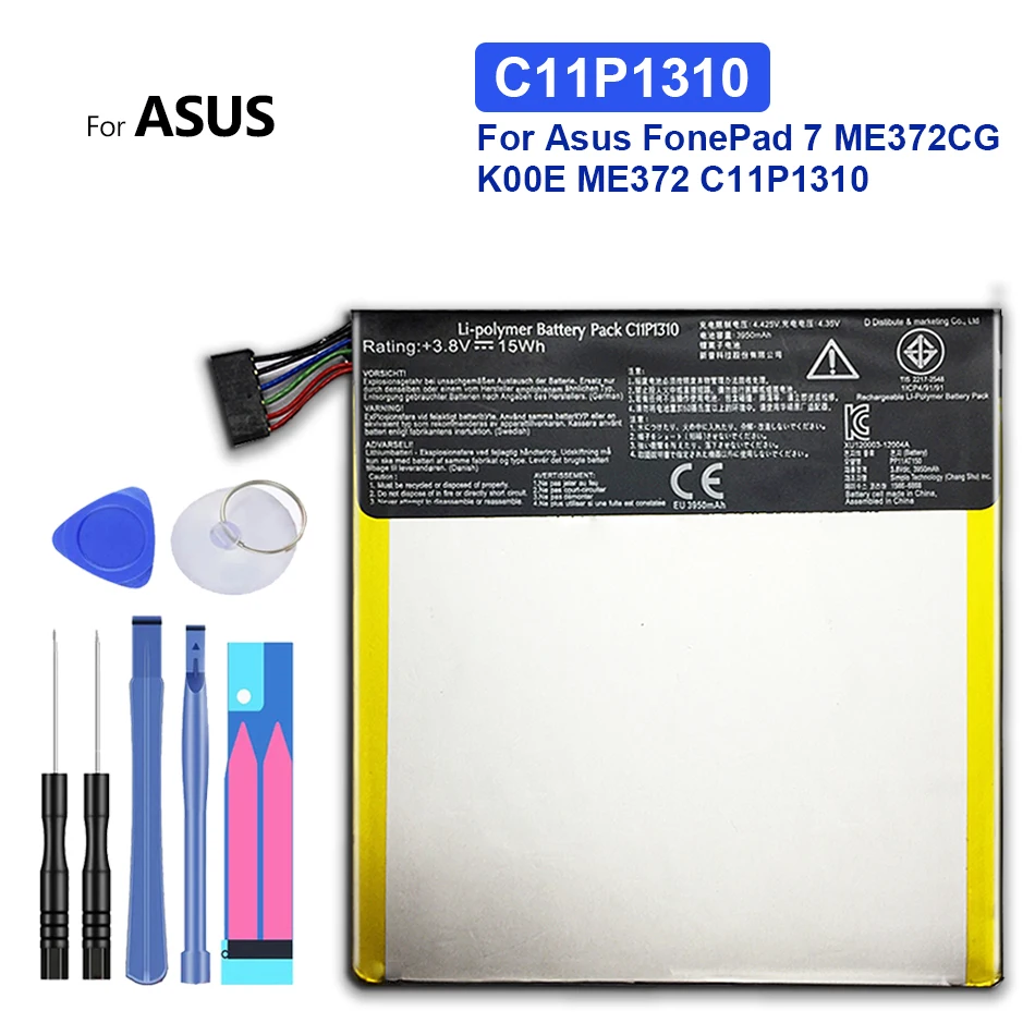 

Tablet Li-Polymer Battery For Asus FonePad 7 ME372CG K00E ME372 C11P1310 3950mAh